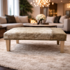 Extra großer beige Kuhfell-Fußhocker | Extra großer Kuhfell-Fußstütze