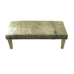 Extra Large Beige Cowhide Footstool | Extra Large Cow Hide Footrest