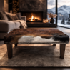 Large Brown Footstool with White Patch | Brown Cow Hide Footrest