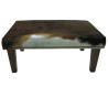 Large Brown Footstool with White Patch | Brown Cow Hide Footrest
