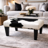 Small Black and White Cowhide Footstool | Small Cow Skin Foot Stool