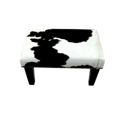Petit repose-pieds en cuir de vachette noir et blanc | Petit repose-pieds en peau de vache