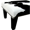 Small Black and White Cowhide Footstool | Small Cow Skin Foot Stool