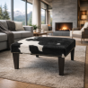 Small Black and White Cowhide Footstool | Small Cow Hide Foot Stool