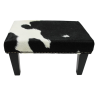 Petit repose-pieds en cuir de vachette noir et blanc | Petit repose-pieds en cuir de vachette