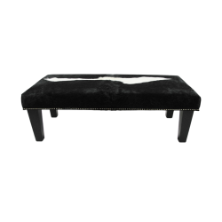 Repose-pieds extra large noir et blanc | Repose-pieds rectangulaire en cuir de vachette