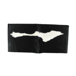 Repose-pieds extra large noir et blanc | Repose-pieds rectangulaire en cuir de vachette