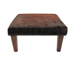 Brown Brindle Medium Cowhide Footstool | Genuine brown cowhide ottoman