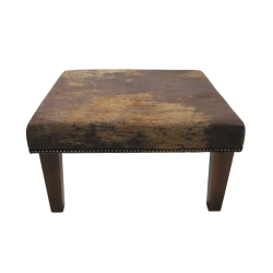 Tabouret carré en cuir de vachette de taille moyenne |