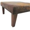 Medium Sized Cowhide Footstool | Brown Leather Hide Square Foot Stool