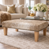 Large Beige/Cream Brindle Cowhide Footstool | Real Cow Hide Ottoman