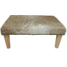 Large Beige/Cream Brindle Cowhide Footstool | Real Cow Hide Ottoman