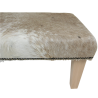 Large Beige/Cream Brindle Cowhide Footstool | Real Cow Hide Ottoman