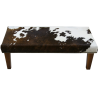 Tabouret extra large en cuir de vachette marron et blanc | Tabouret en véritable cuir de vachette