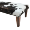 Tabouret extra large en cuir de vachette marron et blanc | Tabouret en véritable cuir de vachette