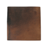 Plain dark brown cowhide footstool | Genuine brown cowhide ottoman