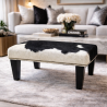 Small Black and White Cowhide Footstool | Small Cow Hide Foot Stool