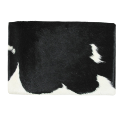 Petit repose-pieds en cuir de vachette noir et blanc | Petit repose-pieds en cuir de vachette