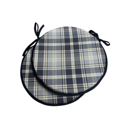 Highland Check Denim Round Bistro Seat Pads | Tartan Round Chair Pads