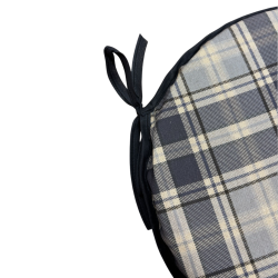 Coussins de chaise ronds en denim à carreaux Highland Check | Coussins de chaise ronds à carreaux tartan
