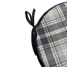 Highland Check Denim Round Bistro Seat Pads | Tartan Round Chair Pads