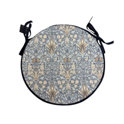 Round Bistro Snakeshead Denim Seat Pads | Patterned Circular Seat Pads