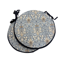 Round Bistro Snakeshead Denim Seat Pads | Patterned Circular Seat Pads