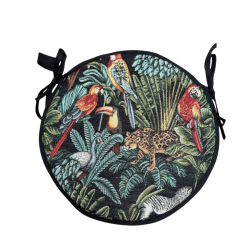Round Bistro Black Rainforest Tapestry Seat Pads | Circular Chair Pads