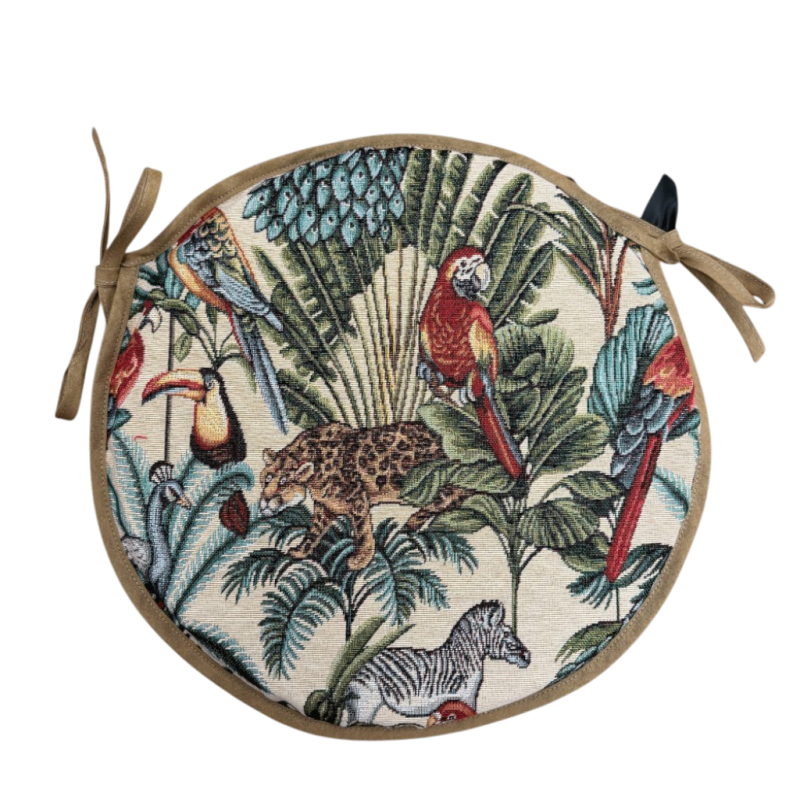Coussins de chaise ronds style bistro, motif forêt tropicale naturelle | Coussins de chaise ronds