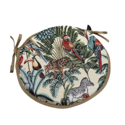 Coussins de chaise ronds style bistro, motif forêt tropicale naturelle | Coussins de chaise ronds
