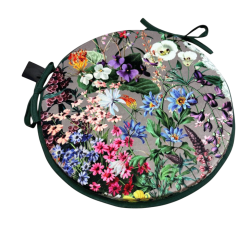 Coussins de siège ronds en velours à motif floral de luxe | Coussins de chaise circulaires en velours
