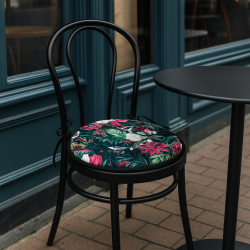 Coussins de chaise ronds en velours tropical pour bistro | Coussins de chaise circulaires en velours