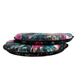 Tropical Velvet Round Bistro Seat Pads | Circular Velvet Chair Pads