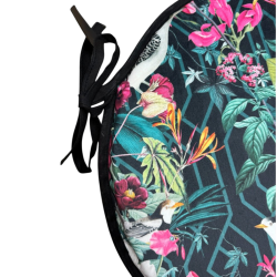 Coussins de chaise ronds en velours tropical pour bistro | Coussins de chaise circulaires en velours