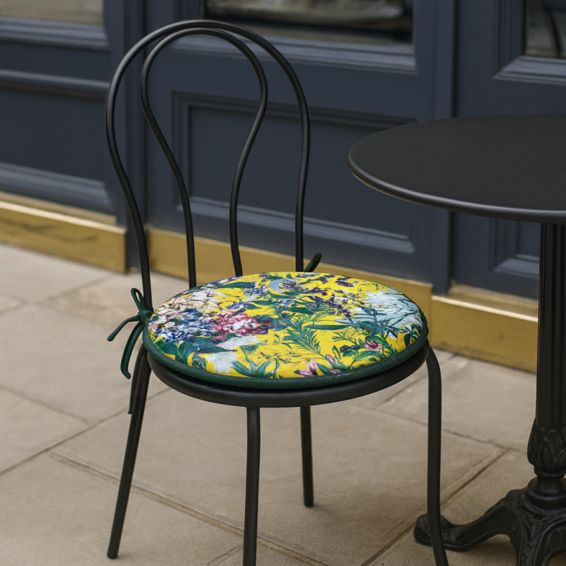 Velvet Midsummer Round Bistro Seat Pads | Circular Velvet Chair Pads