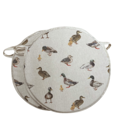 Rundes Bistro-Sitzkissen mit Stockentenmotiv | Stuhlkissen mit Enten-Design