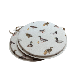 Rundes Bistro-Sitzkissen mit Stockentenmotiv | Stuhlkissen mit Enten-Design