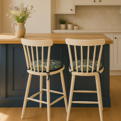 Round Bistro Strawberry Thief Navy Seat Pad | Round Bistro Chair Pads