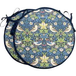 Coussin de chaise rond bistro Strawberry Thief bleu marine | Coussins de chaise ronds bistro