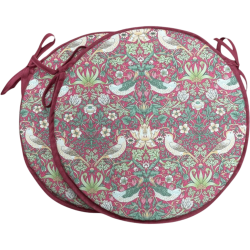 Coussin de siège rond Bistro Strawberry Thief Crimson | Coussins de chaise Bistro rouges