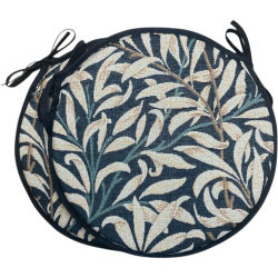 Coussins de siège ronds de style bistro, motif branches de saule et tapisserie d'ébène | Coussins de siège de style bistro