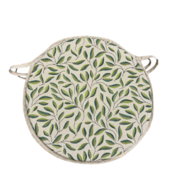 Green Leaves Round Bistro Seat Pads | Round Leaf Design Seat Pads |
