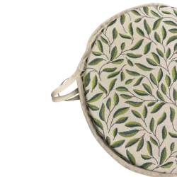 Green Leaves Round Bistro Seat Pads | Round Leaf Design Seat Pads |