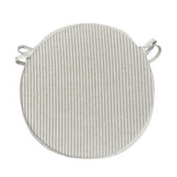 White Stripe Round Bistro Seat Pads | Striped Round Bistro Chair Pads |