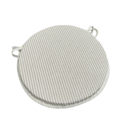 White Stripe Round Bistro Seat Pads | Striped Round Bistro Chair Pads |