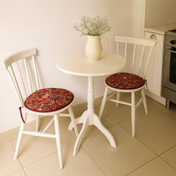 Coussins de siège ronds bistro William Red Tapestry | Coussins de siège ronds rouges bistro