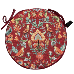 Coussins de siège ronds bistro William Red Tapestry | Coussins de siège ronds rouges bistro