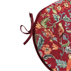 Coussins de siège ronds bistro William Red Tapestry | Coussins de siège ronds rouges bistro