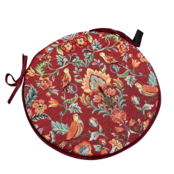 Round Bistro William Red Tapestry Seat Pads | Round Red Bistro Seat Pads