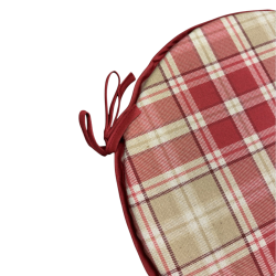 Red Highland Check Round Bistro Seat Pads | Red Tartan Round Chair Pads